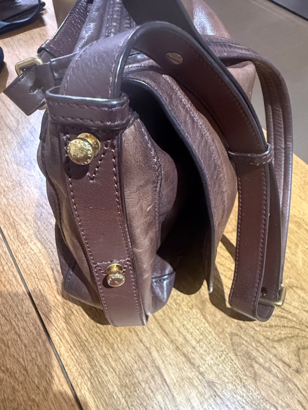 Brown Leather Messenger Bag with Turn-Lock Closure - Picture 6 of 16
